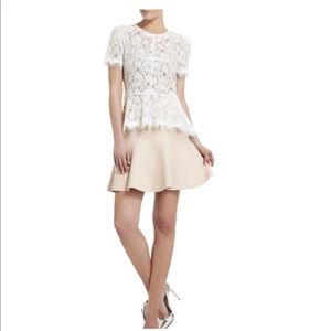 BCBG Max Azria White lace peplum top